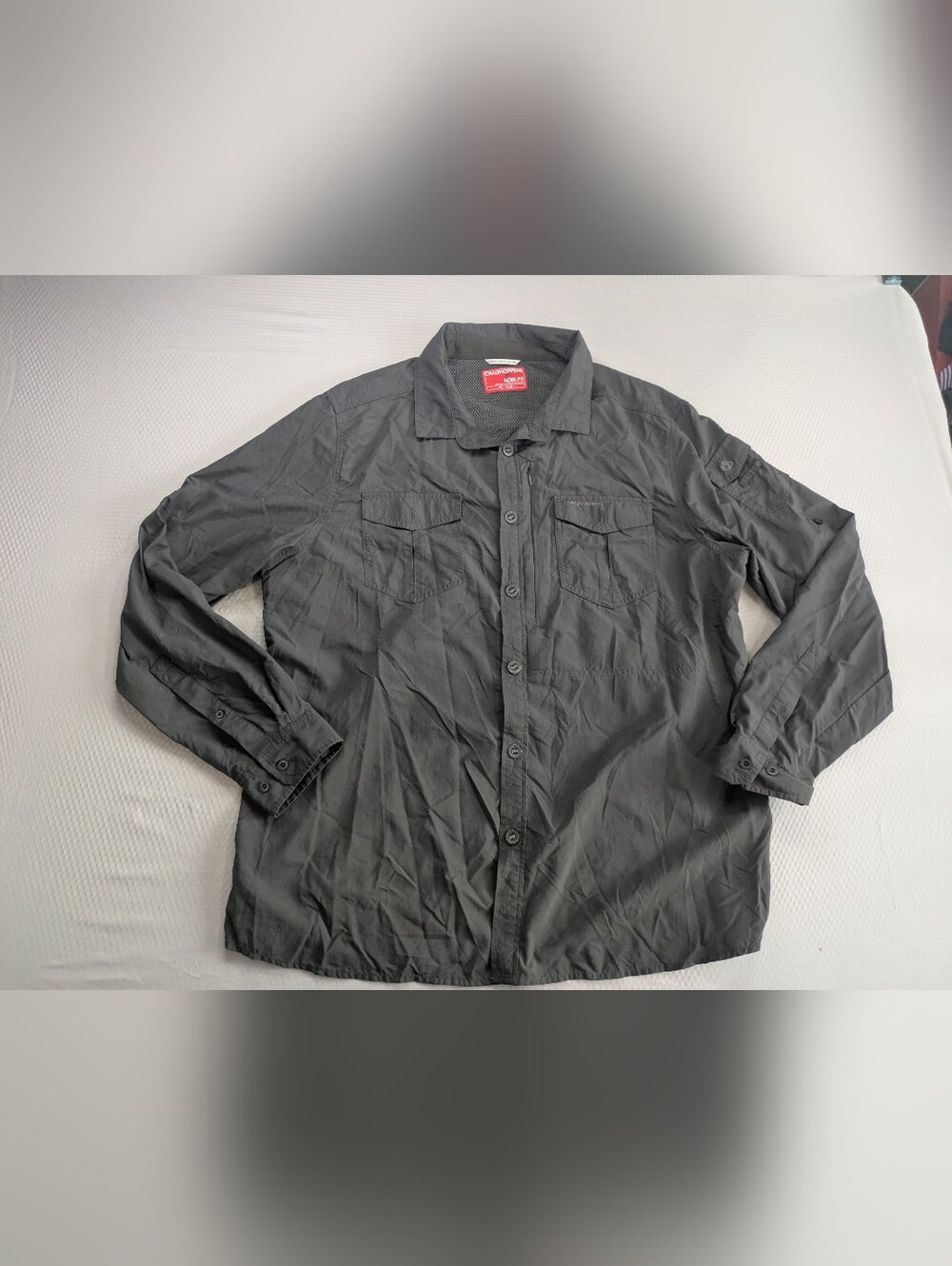 Craghoppers Shirt Mens Extra Large Grey Nosilife Vented Utility Pockets Hiking